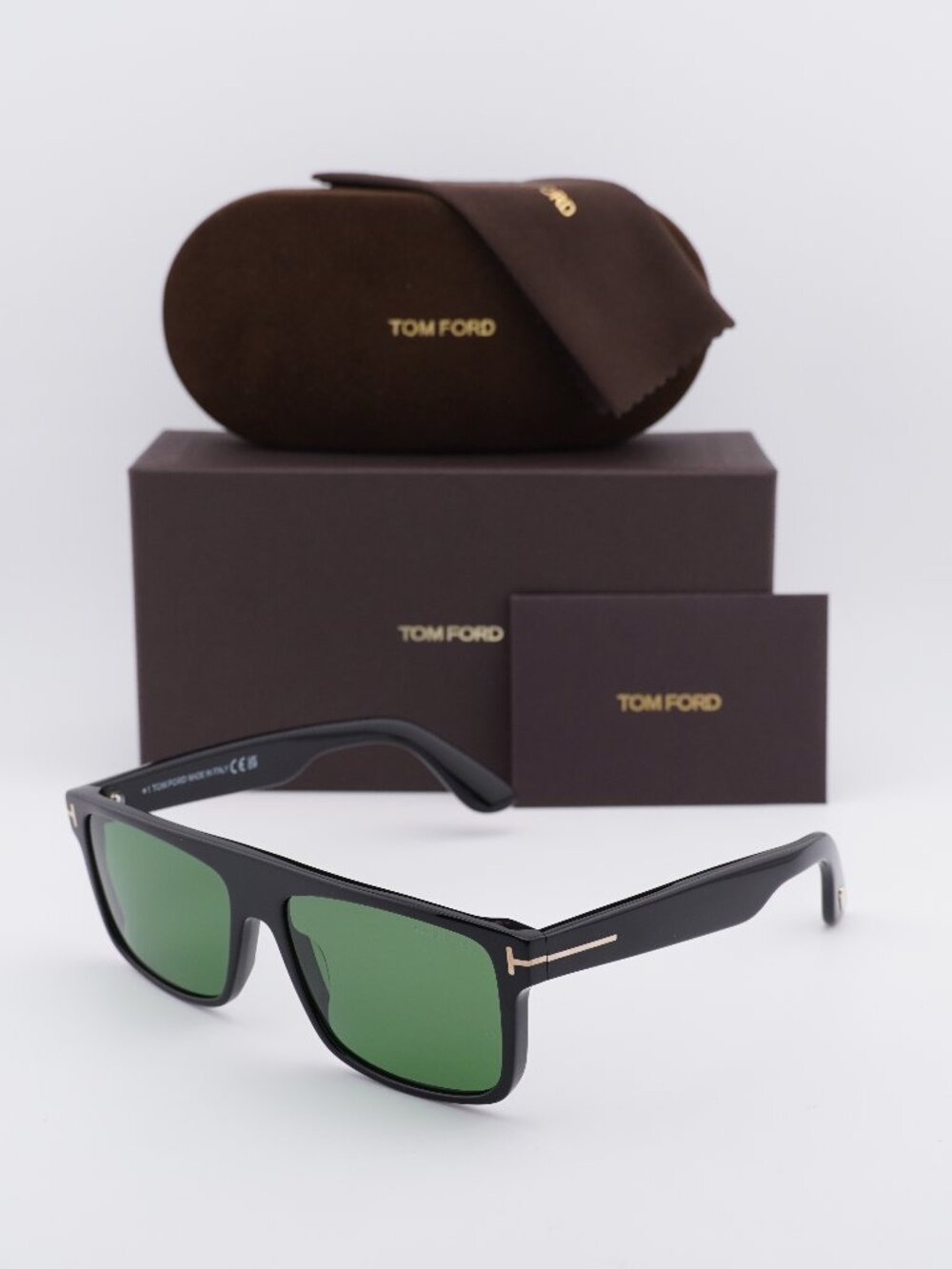 Tom Ford Philippe-02 FT0999 01N Square Sunglasses - Shiny Black/Green